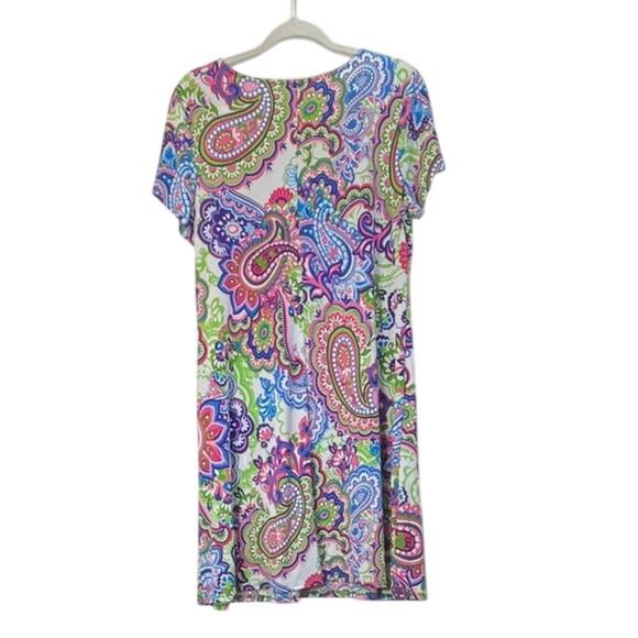 MSK Womens L Colorful Chain Accent Fairy/Cruise/Vacation Shift Dress - Picture 2 of 7